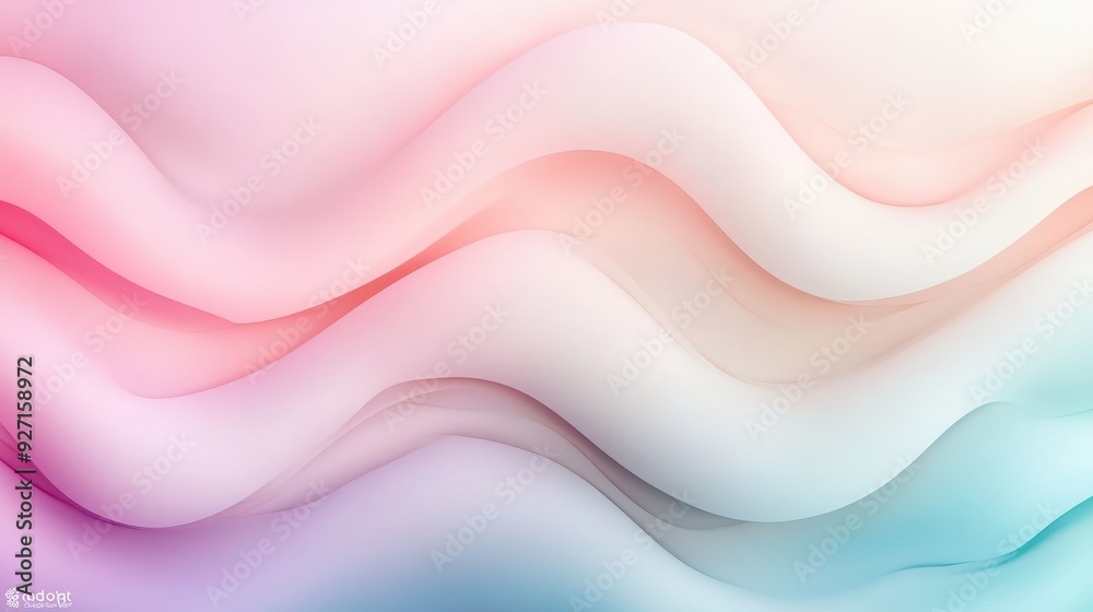 Aufkleber Soft pastel gradient abstract background with wavy lines and smooth flow. Ideal for design, web, print and social media projects.