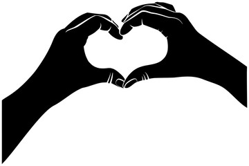 Fototapeta premium gratitude illustration heart silhouette love logo gesture icon hand outline care support sign charity person woman female health valentine shape people happy together for vector graphic background