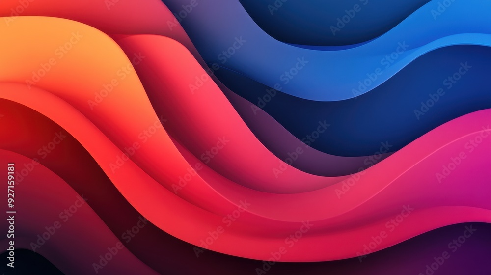 Aufkleber Vibrant abstract background with smooth, colorful wave patterns creating a dynamic and modern aesthetic. Ideal for digital design and art projects.