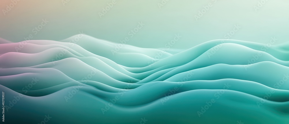 Poster abstract -ed waves in soft pastel hues creating a soothing calm landscape, ideal for backgrounds or 