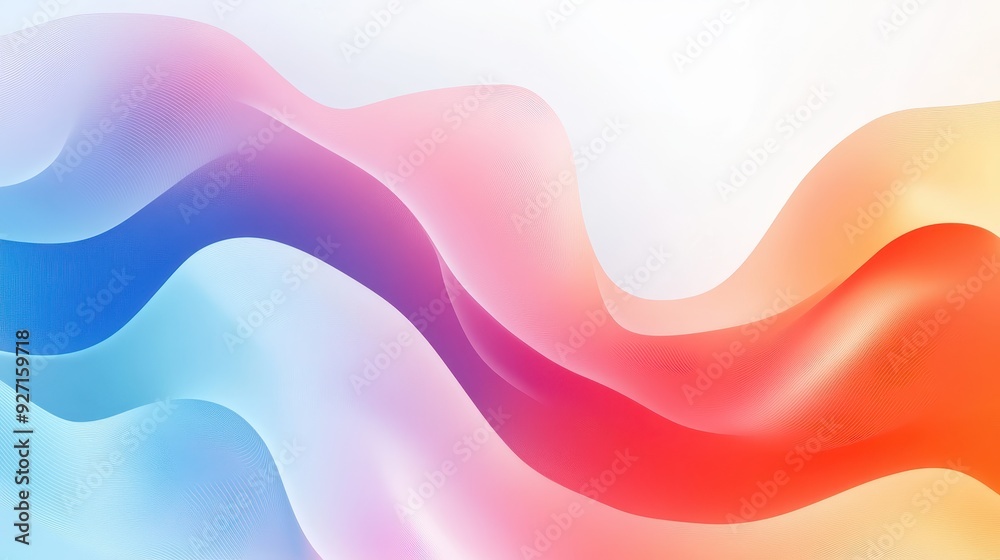 Poster abstract colorful wave background with smooth gradient colors in shades of blue, pink, red, and whit