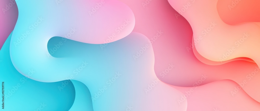Poster Abstract fluid gradient background with smooth and vibrant color transitions in blue, pink, and coral tones, perfect for modern design projects.