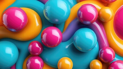 Dynamic 3D abstract art template with colorful spheres and sleek lines, ideal for creating engaging and visually stunning presentations