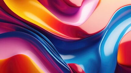 Dynamic 3D abstract presentation template with bold, swirling shapes and vibrant hues, ideal for impactful visual content