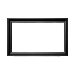 Obraz premium A black picture frame with a thick, ornate border, isolated on a black background.