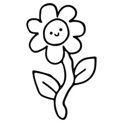 cute doodle flower outline element design.