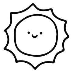 cute doodle sun outline element design.