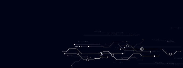 Modern futuristic circuit board quantum computer technology concept background. Futuristic blue circuit board background.