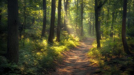 Sun-Dappled Serenity: Hiking a Peaceful Forest Trail