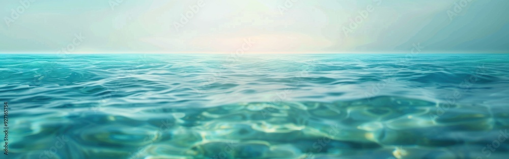 Aufkleber a tranquil scene of a vast ocean with gentle waves rippling across the surface. the water is a deep 