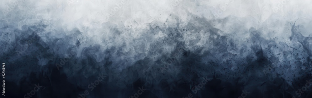Poster An abstract digital painting features a gradient of dark blue to light gray with a textured, layered background. The image evokes a sense of depth and movement with its subtle variations in color and 