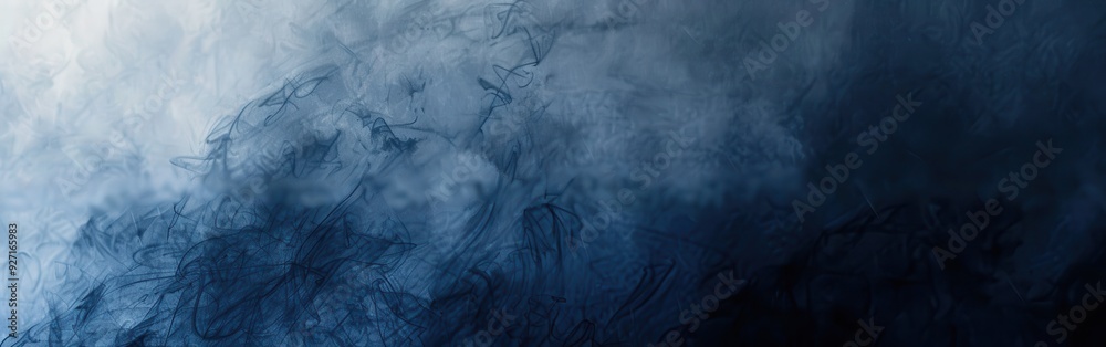 Poster an abstract watercolor painting featuring a gradient of blue hues, with lighter shades in the top le