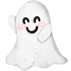 Watercolor painting of a little ghost on Halloween for use as an illustration 9