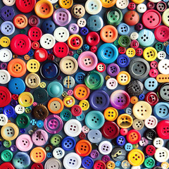 Fototapeta premium a close-up of a bunch of colorful buttons, all different sizes and colors.