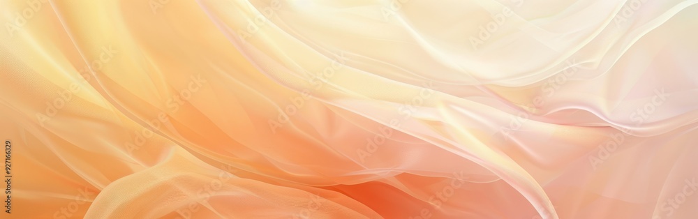 Poster a close-up image of delicate, translucent fabric in shades of light orange and yellow. the fabric is
