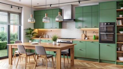 Modern Kitchen room and dining space AI generated
