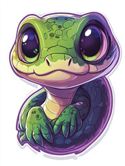 Fototapeta premium Charming Snake Sticker Design with Big Eyes