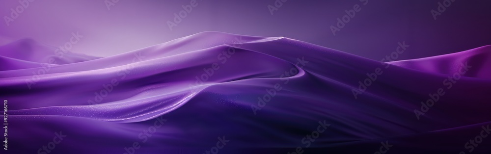 Poster a close-up shot of a draped piece of fabric in a soft, purple hue, with the fabric forming waves and