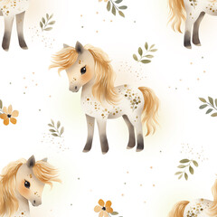 Seamless pattern with pony. Seamless pattern with pony. The pattern is in watercolor style.