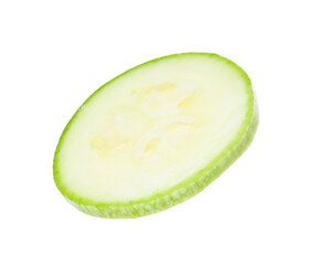 One piece of fresh zucchini isolated on white