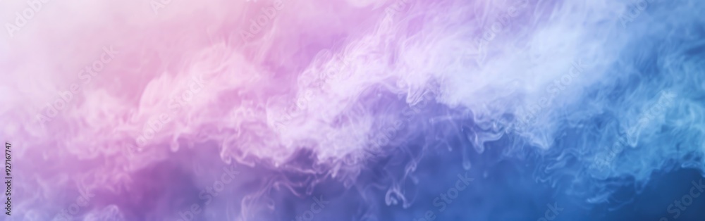 Poster A digital illustration of white smoke with purple and blue hues, rendered in a soft and ethereal style. The smoke appears to be swirling and flowing, creating a sense of movement and fluidity. The bac