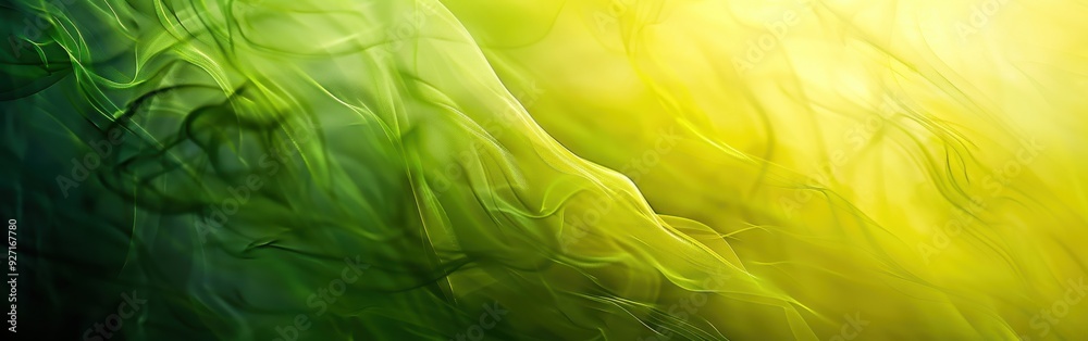 Poster A close-up shot of a vibrant abstract texture, showing a mixture of bright green and yellow swirls blending into each other. The texture resembles flowing liquid or smoke, creating a sense of movement