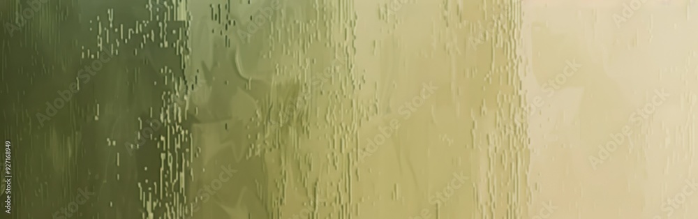 Poster A close-up view of a glass surface with a textured, abstract pattern in shades of green and yellow. The surface appears to be frosted or etched, creating a subtle, blurry effect. The light appears to 