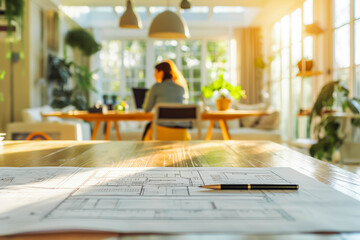 Minimalists discussing decluttered home design with architect.