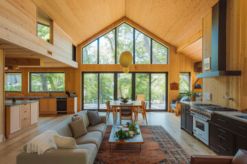 Fototapeta premium Parents planning kid-friendly home design with architect.