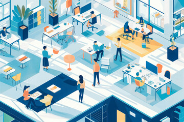 Remote workers planning ergonomic office with designer.