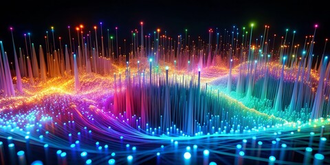 Fototapeta premium Neural networks luminescent fibers pulsing digital landscapelluminate