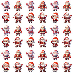 Cute Santa Claus for children as seamless pattern, transparent background