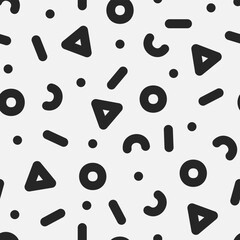 Memphis seamless scribble line pattern 80s-90s fashion with black and white texture Line art vector illustration