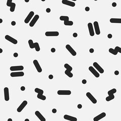 Memphis 80s to 90s fashion seamless scribble line pattern with black and white texture Line art vector illustration