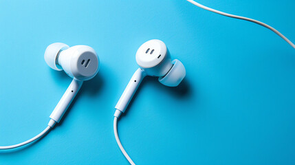 This is a pair of white earbuds with a black cord.


