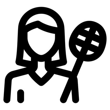 woman holding tennis racket black outline clip art preview
