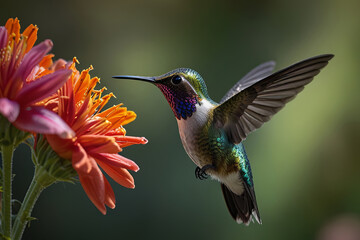 Naklejka premium Hummingbird on flower