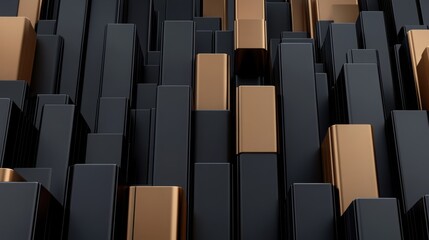 Obraz premium Abstract composition of black and gold blocks creating a modern and stylish backdrop for digital art or design projects.