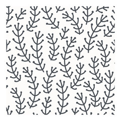 Scandinavian scandi pattern Roots flowers plants leaves on white background