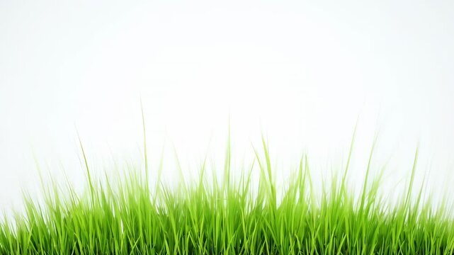 Green grass growing up, isolation on white background. Empty space