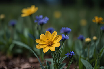 Yellow flower in the blur background