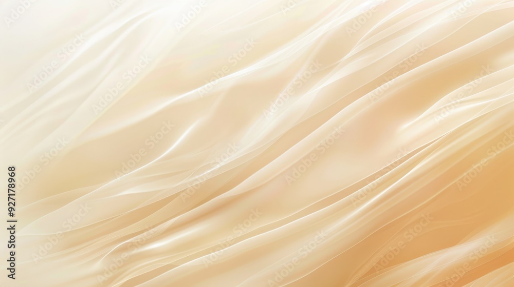 Poster A close-up image of a cream-colored sheer fabric draped in soft folds, creating a smooth and elegant texture. The fabric's transparency allows light to filter through, creating a soft, diffused glow.