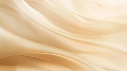 Obraz premium A piece of lightweight, silky fabric is draped in soft folds, showcasing a smooth texture and a delicate, light beige color. The fabric appears to be sheer, allowing for a subtle glow through the fold