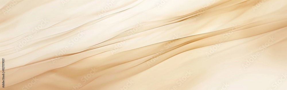 Poster A close-up shot of pale beige fabric with diagonal lines, showcasing the smooth, soft texture of the material. The lighting highlights the subtle variations in color and creates a soft, ethereal feel.