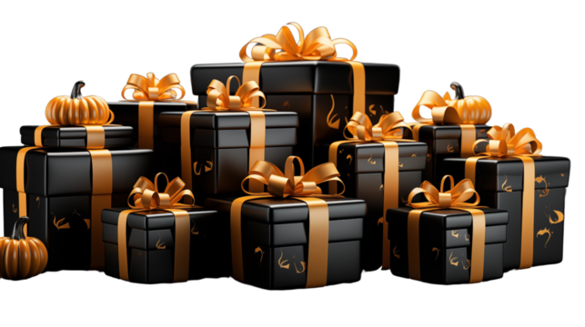 gift boxes with Halloween concept isolated on transparent background. - Powered by Adobe