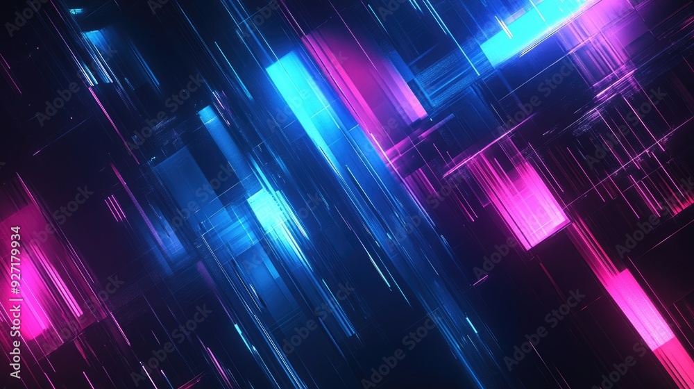 Wall mural Abstract blue and pink glowing lines. Perfect for technology, futuristic, or gaming related projects.