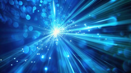 Naklejka premium Dynamic blue light rays in motion abstract vector design for science and technology wallpaper 