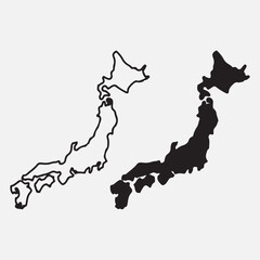Japan map silhouette with outline vector Design