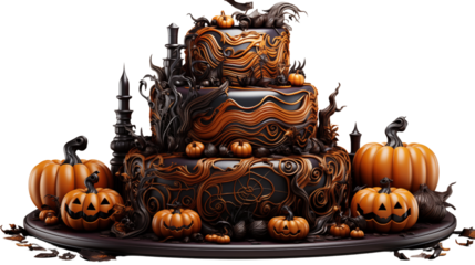 Halloween Cake isolated on transparent background.