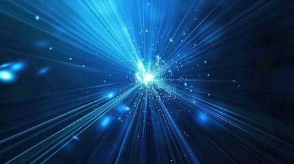 Obraz premium Dynamic blue light rays in motion abstract vector design for science and technology wallpaper 